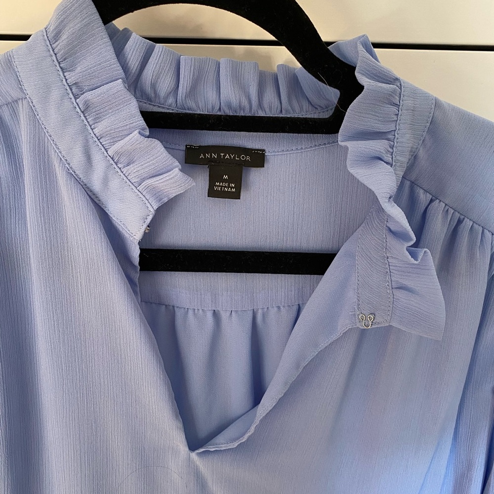 Ruffle Button Split Neck Top - image 2